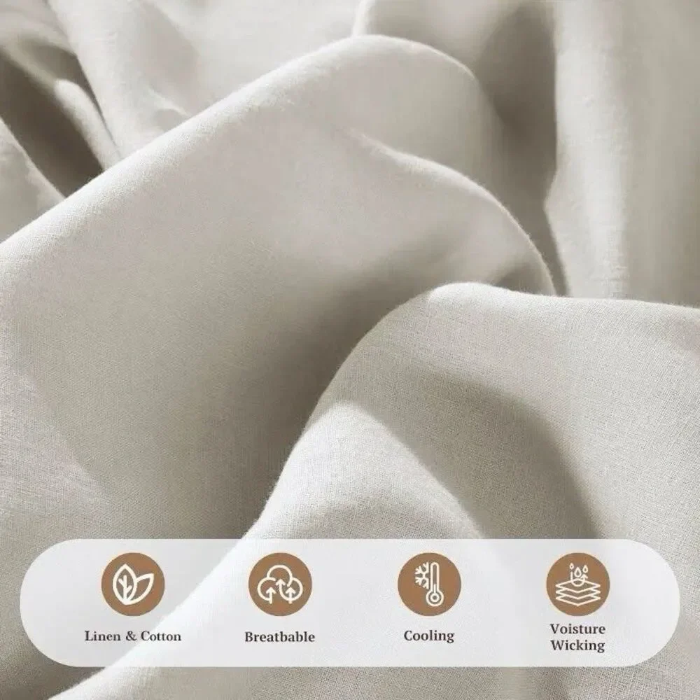 Modern Antiquity King Linen Cotton Sheet Pillowcases Set Hypoallergenic Luxury